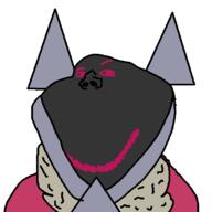 angry clothes friday_night_funkin' glasses grey_skin hat jacket merell_(friday_night_funkin') pink_eyes soyjak variant:impish_soyak_ears video_game // 809x808 // 18.3KB