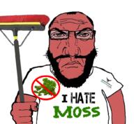 angry balding beard broom chores closed_mouth holding_object moss punisher_face red_skin science_lover subvariant:science_lover variant:markiplier_soyjak white_background // 1017x935 // 569.2KB