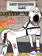 aid aids alphabet anus arm bbc clothes flag gay glasses hand i_love irl_background leg lgbt monkeypox nsfw open_mouth penis poop queen_of_spades school soyjak stubble tattoo text variant:gapejak worm worms // 705x952 // 460.8KB