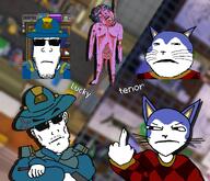 ack angry animal cat clothes glasses hanged hat lucky lucky_(user) meta:namefags middle_finger mist mist_(user) rover_(animal_crossing) space_station_13 ss13 sunglasses tenor tenor_(user) tranny_artstyle variant:gapejak variant:markiplier_soyjak // 1985x1702 // 2.1MB
