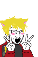 badge blush blushing cat_ear catboy clothes coal glasses happy nate peace_sign soiboi soot_colors soyjak_party stubble vantablack variant:soyak white_skin // 1000x1500 // 177.9KB