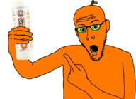 bloodshot_eyes froot froot_(user) galaxy_gas glasses high holding_object leaf open_mouth orange_skin pointing red_eyes soyjak stem stubble variant:koolson // 1080x782 // 128.4KB