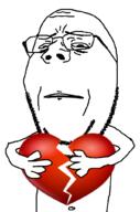 arm broken frown glasses hand heart holding_heart holding_object nipple sad soyjak stubble subvariant:wholesome_soyjak variant:gapejak wrinkles // 676x1021 // 148.8KB