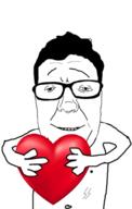 arm closed_mouth glasses hair hand heart holding_heart holding_object nazism nipple schutzstaffel smile soyjak variant:mrnebula // 359x563 // 87.5KB