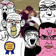 5soyjaks anger_mark antenna arm award badge beanie bloodshot_eyes cigarette clenched_teeth closed_eyes closed_mouth clothes crying doomer ear glasses hair hand handegg hat hoodie irl_background kiss merge mucus mustache open_mouth pink_skin pointing posted_it_again_award punisher_face r9k_(4chan) reddit smile smoking smug soyjak stretched_mouth sweating variant:ronald vein yellow_teeth // 896x896 // 249.4KB