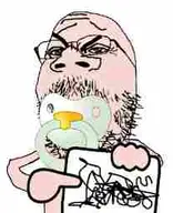 angry arm baby babyjak glasses holding_object holding_sign lie low_quality pacifier punisher_face sign small_eyes stubble subvariant:mustached_gapejak torso variant:gapejak // 207x254 // 5.4KB