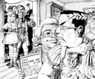 angry black_and_white book crown glasses muscles muscular_male open_mouth roman_empire rome side_profile text variant:chudjak // 1200x1000 // 571.9KB