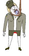 azog azov_battalion blood bloodshot_eyes cross flag full_body glasses hanging leg marichka mustache neovagina open_mouth rope soyjak stubble suicide tongue tranny ukraine variant:chudjak yellow_teeth // 611x1174 // 51.2KB
