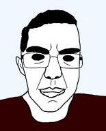 black_eyes black_sclera clothes creepy dark_red_shirt evil hair happy ominous red_shirt scary smile subvariant:patrick variant:chudjak white_skin // 986x1224 // 22.6KB