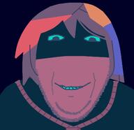 agetha black_background blue_eyes clothes colored_hair dyed_hair fpe fundamental_paper_education no_glasses noose rope smile stubble teeth variant:bernd // 1160x1125 // 36.9KB