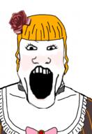 anime beatrice blush clothes female hair open_mouth soyjak subvariant:female_markiplier umineko variant:markiplier_soyjak video_game yellow_hair // 679x984 // 303.1KB