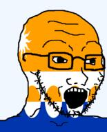 banffshire flag flag:banffshire glasses hair looking_to_the_right open_mouth soyjak star_(symbol) stubble sun teeth variant:soyak // 644x800 // 34.5KB