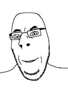 closed_mouth glasses redraw smile soyjak stubble subvariant:nucob variant:cobson // 528x720 // 15.5KB