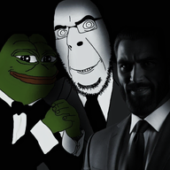 amphibian beard clothes frog gigachad glasses nas:gigachad nas:pepe pepe_the_frog shading smile stubble suit teeth trio tuxedo variant:cobson // 2048x2048 // 2.7MB