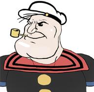 buttoned_shirt cap cartoon clothes double_chin hat pipe popeye sailor squinted_eyes squinting subvariant:mexiaryan variant:meximutt wink // 886x872 // 123.5KB