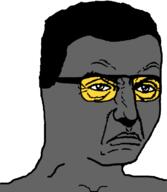 alternate angry closed_mouth frown glasses grey_skin hair handsome punisher_face soot soot_colors soyjak soyjak_party variant:chudjak // 640x734 // 62.8KB