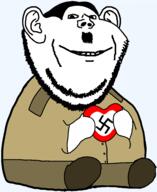 adolf_hitler arm ear hair hitler_mustache holding_heart holding_object leg smile soyjak stubble subvariant:impdrink swastika teeth template transparent_background variant:impish_soyak_ears // 2549x3117 // 441.0KB