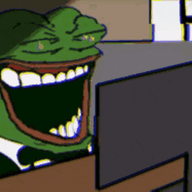 amphibian black_shirt computer frog kek keyboard laughing nas:pepe pepe_the_frog pepelaugh