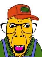 cartoon clothes glasses hat open_mouth overalls sneed stubble subvariant:dykeson tongue variant:dylanjak yellow_skin // 960x1280 // 306.8KB