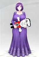 anime anime_female crown dress female holding_chud purple_dress purple_hair subvariant:pol_face swastika variant:chudjak woman // 1168x1674 // 326.3KB