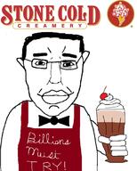 apron big_lips billions_must bowtie cherry chud cream cup ice_cream smile stone_cold_creamery variant:chudjak whipped_cream // 1037x1294 // 386.0KB