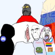 4soyjaks angry anti_ongezellig bant_(4chan) bloodshot_eyes clenched_teeth closed_mouth coinslot crying discord frog glasses lgbt mustache mymy ongezellig open_mouth pepe purple_hair russia soot soot_colors soyjak soyjak_party stubble tongue tranny twitter variant:bernd variant:cobson variant:gapejak variant:soyak // 1000x1000 // 431.2KB