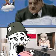 adolf_hitler animated anime arm bant_(4chan) computer eyes_popping flag flag:poland glasses hand hands_up heaven helmet irl joseph_stalin keyboard military_uniform nazi_germany nazism pointing poland saliva schutzstaffel stubble subvariant:waow subvariant:wewjak teeth tongue uniform variant:soyak yellow_teeth // 998x1246 // 588.2KB