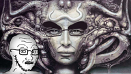 Giger dark_seed glasses h.r mechanic scared skull subvariant:soyak_(concerned) variant:chudjak variant:markiplier_soyjak variant:soyak // 2560x1440 // 3.0MB