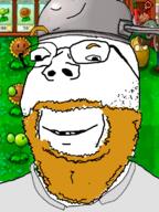 beard closed_mouth clothes crazy_dave hat missing_teeth orange_hair plants_vs_zombies pot smile soyjak stubble variant:gapejak video_game // 600x800 // 268.9KB