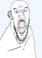 angry clenched_teeth distorted ear mustache no_glasses soyjak stubble template transparent_background variant:feraljak // 895x1217 // 343.1KB