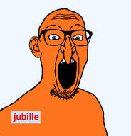 bald ear glasses jewish_nose jubille_(user) kike_nose nose open_mouth orange_skin soyjak variant:gimper wrinkles // 947x990 // 48.6KB