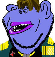amerimutt bacon_hair blue_skin looking_to_the_left military_uniform open_mouth space_battleship_yamato stubble swastika thick_lips // 598x628 // 127.6KB