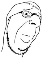 closed_mouth frown glasses soyjak stubble variant:larson // 458x632 // 23.4KB