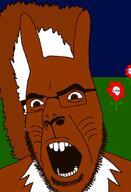 3soyjaks animal brown_skin buck_teeth concerned ear flower glasses open_mouth plant snout soyjak stubble tail trend:squirreljakking variant:cobson variant:soyak whisker // 721x1060 // 46.3KB