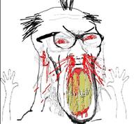angry arm blood bloodshot_eyes glasses hair hand rotten_teeth seething soyjak stubble subvariant:feralrage subvariant:splicejak subvariant:wewjak variant:feraljak variant:soyak // 640x590 // 63.3KB