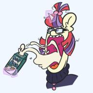 clothes drinking glasses hair moon_dancer my_little_pony open_mouth pony redraw soy soy_parody stretched_mouth subvariant:soyak_soymilk variant:soyak // 700x700 // 129.7KB