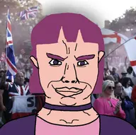 amelia clothes england female flag flag:england flag:united_kingdom hull long_hair low_effort necklace no_glasses protest purple_hair smile subvariant:chudjak_front united_kingdom variant:chudjak white_skin // 768x763 // 139.1KB