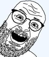 glasses open_mouth soyjak stubble template transparent variant:its_out_get_in_here // 500x590 // 15.9KB