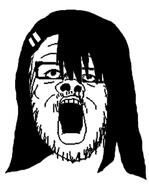 anime anime_female glasses hair ijiranaide_nagatoro_san mustache nagatoro_hayase open_mouth soyjak stubble variant:a24_slowburn_soyjak // 687x887 // 86.9KB