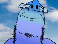 bald blue_skin calm cloud cool glasses irl_background mouth_closed nose nostrils perspective smile soyjak stubble variant:dubbbzjak // 662x497 // 201.3KB