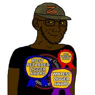 artist:nusquirrel_lee award brown_skin looking_at_you russia slopjak smug variant:soyak vatnik yellow_eyes z_(russian_symbol) zigger // 600x600 // 67.7KB