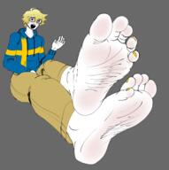 arm clothes foot foot_fetish full_body glasses grey_background hoodie leg meta:pornographic_content open_mouth pose soyjak stubble sweden twink twinkjak variant:soyak yellow_hair // 1796x1806 // 733.4KB