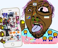 autism averi award badge bloodshot_eyes boykissersilly_cat brown_skin coswork16_(namefag) discord distorted flag fundamental_paper_education furaffinity furry glasses gooner hair hand helluva_boss holding_object holding_phone iphone lipstick map_(pedophile) my_little_pony nails name_tag namefags oneshot ongezellig open_mouth pedophile phone purple_hair qa_(soyjak_party) roblox skibidi_toilet slvt4bibisi soyjak stubble tongue tranny trend:slopjak variant:bernd variant:soytan yellow_teeth // 6141x5089 // 10.7MB