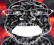 coal coal_background coal_skin glasses inverted irl_background open_mouth soyjak stubble variant:coinjak // 896x741 // 1.1MB
