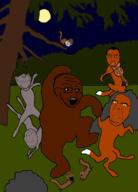 bear brown_hair closed_mouth dance ear fiddle fox full_body glasses grey_hair moon multiple_soyjaks night open_mouth orange_hair rabbit rock smile soyjak squirrel star tree variant:chudjak variant:cobson variant:gapejak variant:impish_soyak_ears variant:israeli_soyjak variant:soyak variant:tony_soprano_soyjak // 999x1389 // 280.7KB
