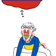 angry animated blood bloodshot_eyes butthurt clenched_teeth dance ear flag glasses hand leg monkey_dance nosebleed obsession red_eyes russia soyjak stubble subvariant:feralrage tantrum thought_bubble ukraine variant:feraljak vein yellow_teeth // 530x852 // 70.7KB