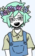 basil_(omori) clothes flower glasses green_hair hair headband omori open_mouth plant soiboi soyjak stubble variant:unknown // 309x492 // 12.7KB