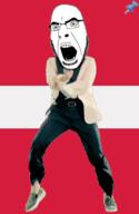 animated country dance flag flag:latvia full_body gangnam_style glasses irl latvia open_mouth push_pin soyjak sticky stubble variant:cobson // 300x460 // 297.1KB