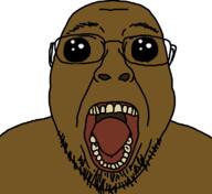 black_skin frog glasses oh_my_god_she_is_so_attractive open_mouth pepe soyjak stubble variant:bernd yellow_teeth // 1106x1012 // 68.8KB