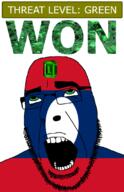 ahegao country emerald flag flag:laos gem glasses green green_eyes hair laos looking_up open_mouth schlog_color_event soyjak soyjak_blog stubble teeth text threat_level_green variant:cobson won // 721x1115 // 146.1KB